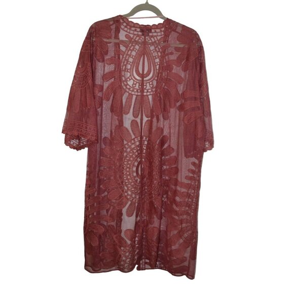 David and Young Rust Color Boho Kimono Lace Duster - Swimsuit Coverup (flaw) - Picture 2 of 6